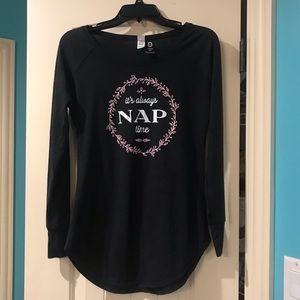 “It’s Always Nap Time” Gray Long-Sleeved Tee for Women Size Small